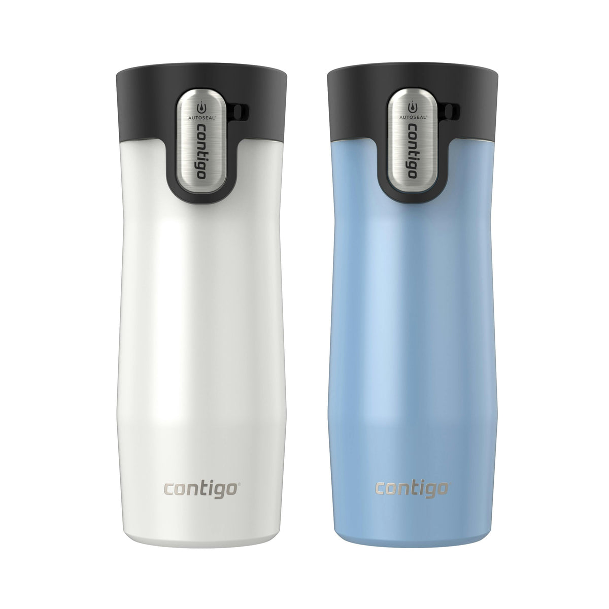 AUTOSEAL West Loop Vacuum-Insulated Stainless Steel Travel Mug with Easy-Clean Lid, 16 oz, 2-Pack