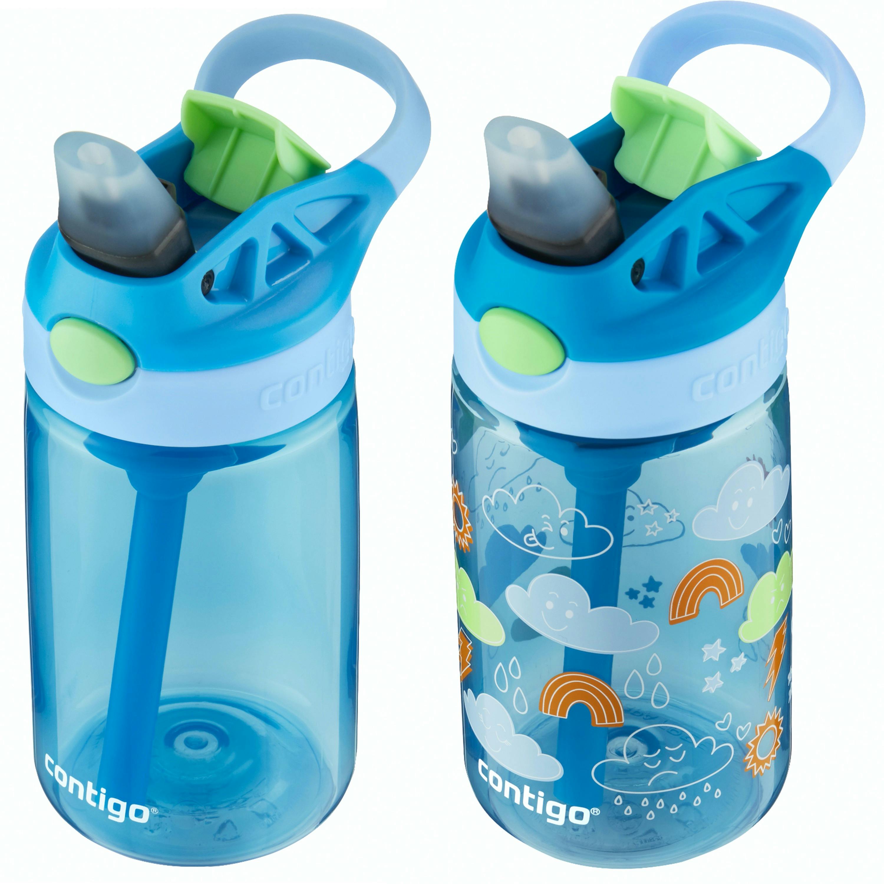 Kids Water Bottle with Redesigned AUTOSPOUT Straw, 14 oz, 2 pack